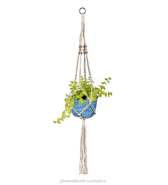 Yard & Garden Plow & Hearth Olivia Fabric Planter with Macrame Holder - Blue NFLB930