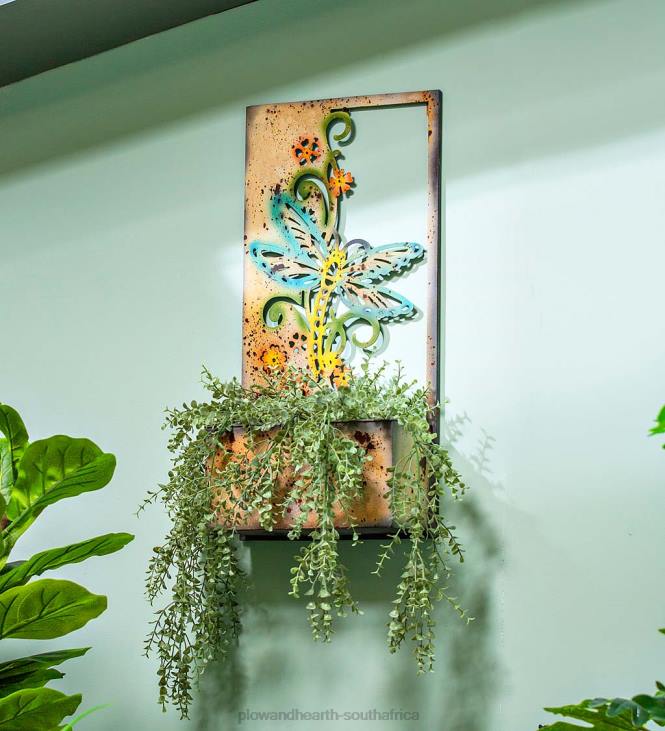 Yard & Garden Plow & Hearth Painted Metal Dragonfly Plant Stand NFLB965