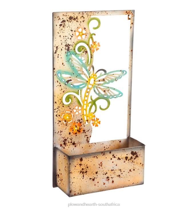 Yard & Garden Plow & Hearth Painted Metal Dragonfly Plant Stand NFLB965