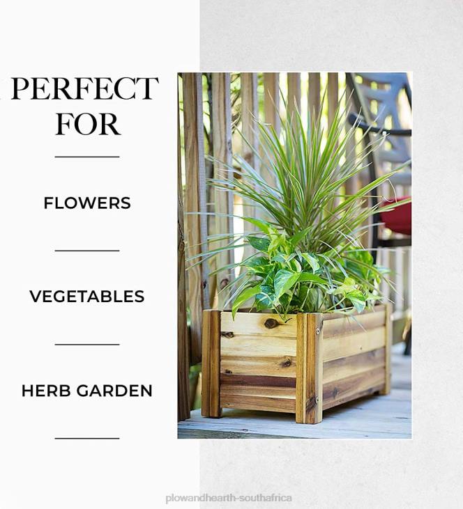 Yard & Garden Plow & Hearth Rectangle Acacia Wood Planter NFLB918