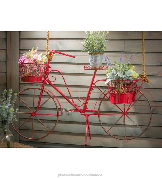Yard & Garden Plow & Hearth Red Metal Bicycle Planter NFLB966