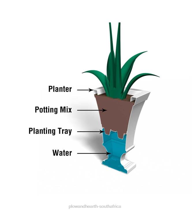 Yard & Garden Plow & Hearth Richmond Self-Watering Pedestal Urn Planter - White NFLB913