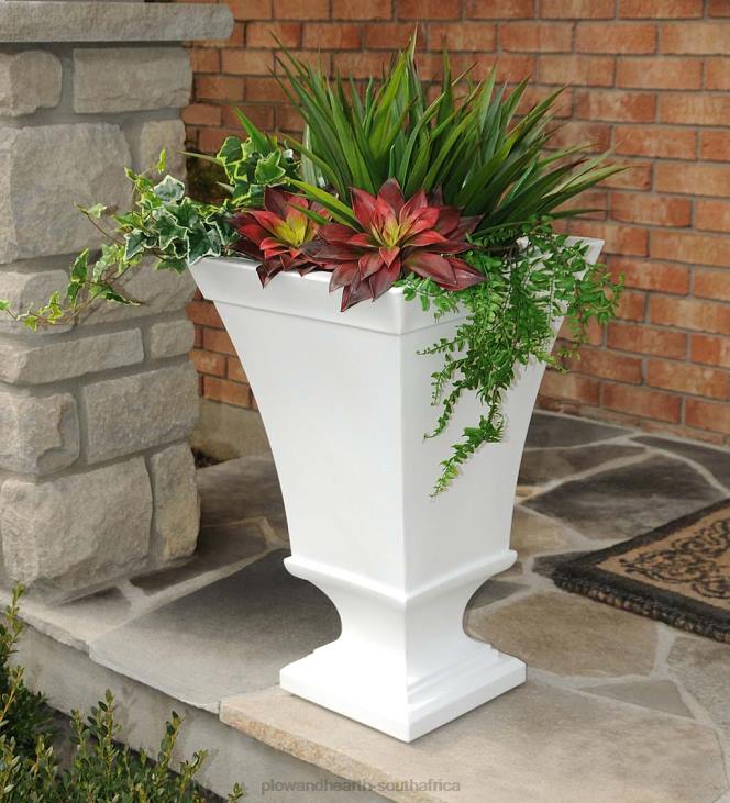 Yard & Garden Plow & Hearth Richmond Self-Watering Pedestal Urn Planter - White NFLB913