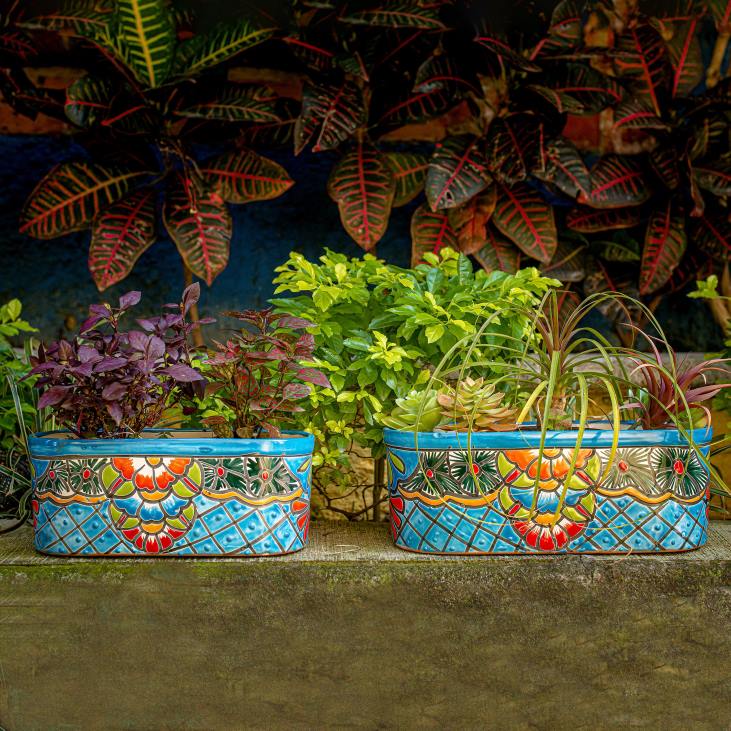 Yard & Garden Plow & Hearth Turquoise Talavera Ledge Planter NFLB934