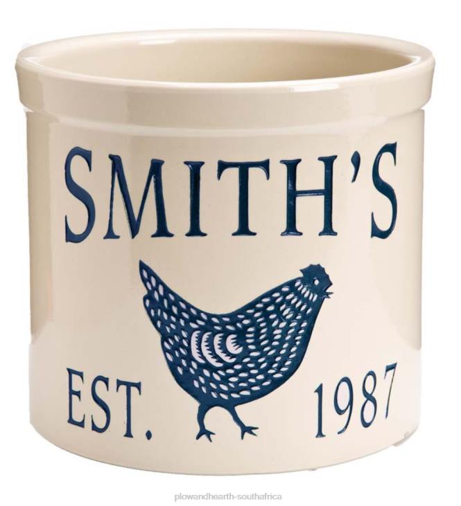 Yard & Garden Plow & Hearth USA-Made Handcrafted Personalized Chicken Crock - Green NFLB974