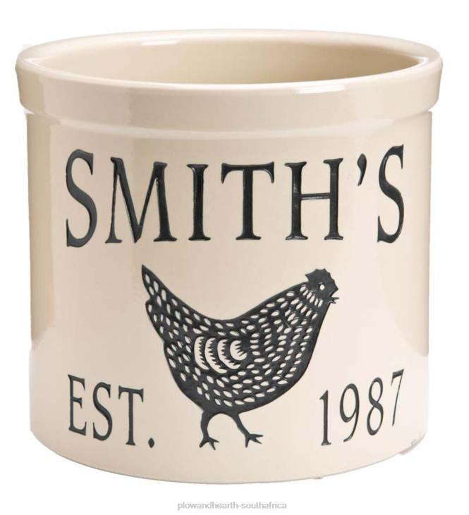 Yard & Garden Plow & Hearth USA-Made Handcrafted Personalized Chicken Crock - Green NFLB974