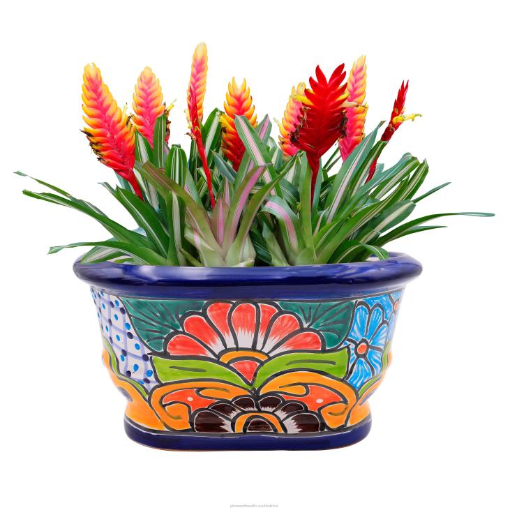 Yard & Garden Plow & Hearth White and Navy Talavera Ledge Planter NFLB972