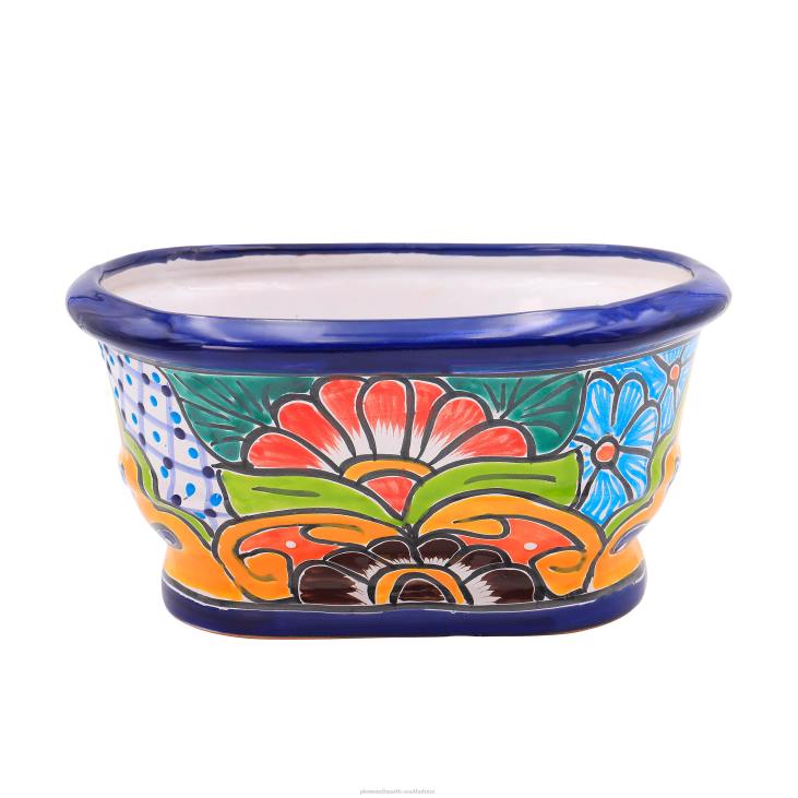 Yard & Garden Plow & Hearth White and Navy Talavera Ledge Planter NFLB972