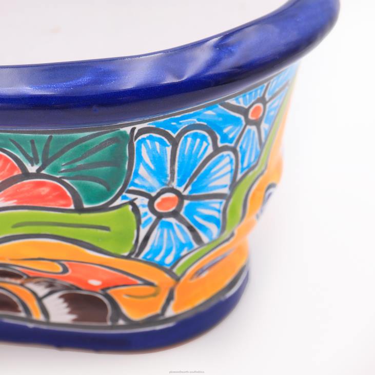 Yard & Garden Plow & Hearth White and Navy Talavera Ledge Planter NFLB972