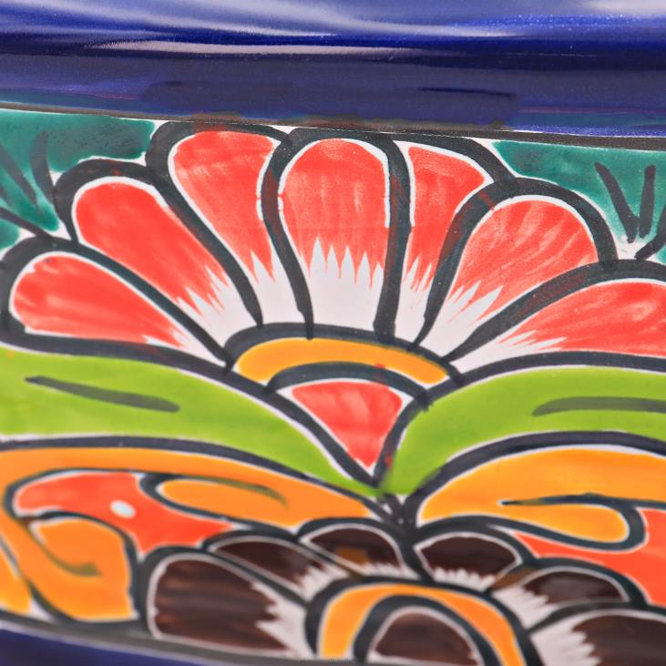 Yard & Garden Plow & Hearth White and Navy Talavera Ledge Planter NFLB972