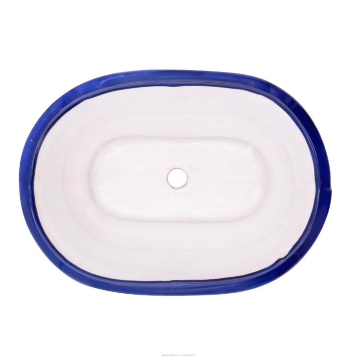 Yard & Garden Plow & Hearth White and Navy Talavera Ledge Planter NFLB972