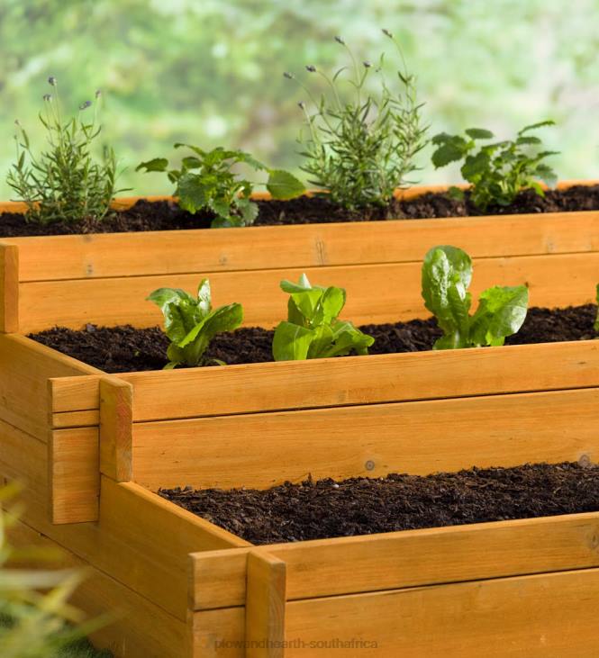 Yard & Garden Plow & Hearth Wooden Three-Tier Self-Contained Raised Bed Garden Planter NFLB927
