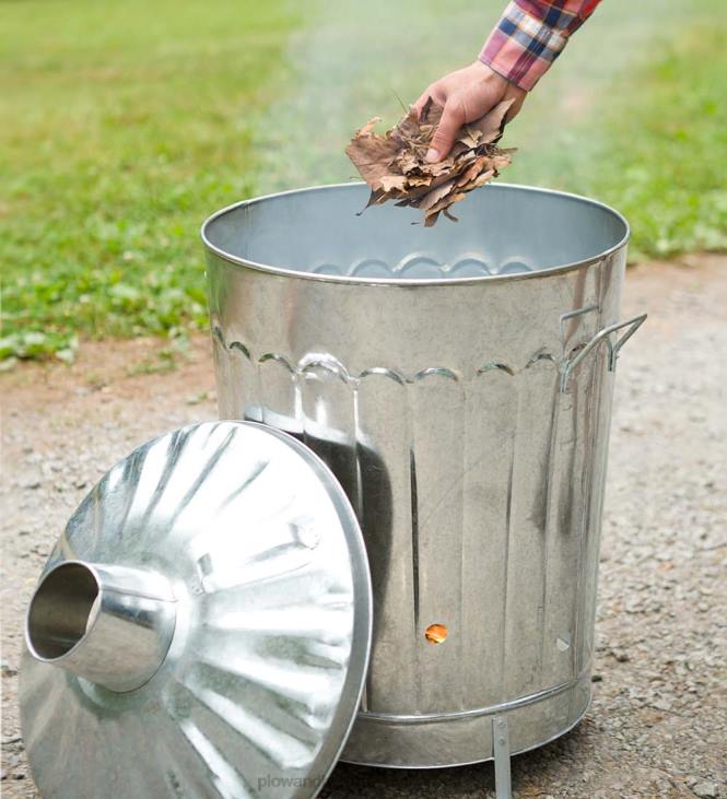 Yard & Garden Plow & Hearth Galvanized Metal Garden/Home Incinerator Waste Can NFLB990