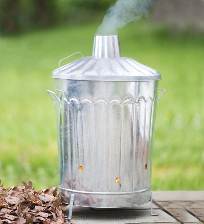 Yard & Garden Plow & Hearth Galvanized Metal Garden/Home Incinerator Waste Can NFLB990