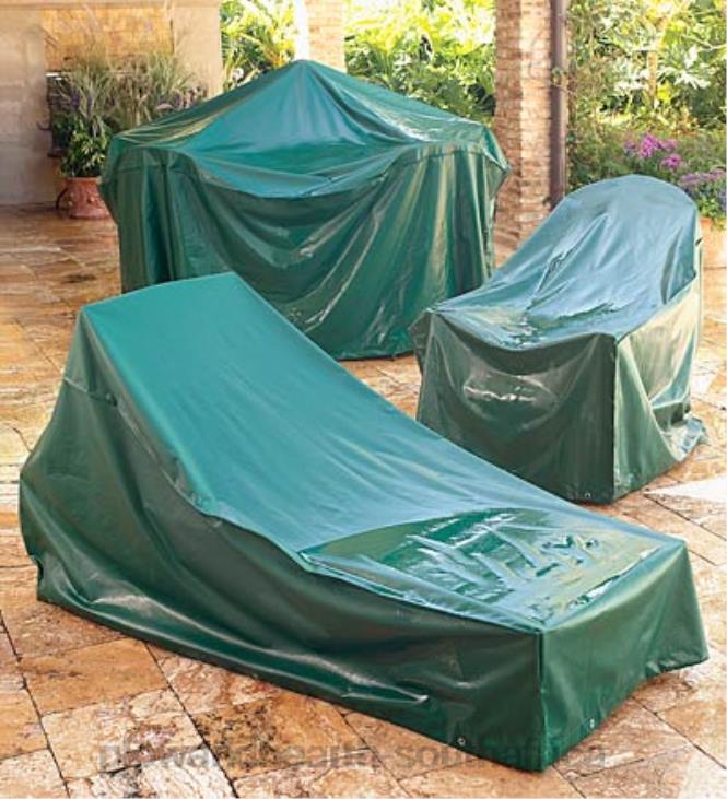Yard & Garden Plow & Hearth Classic Outdoor Furniture All-Weather Cover for Large Rectangle Table & Chairs - Green NFLB1024