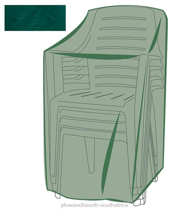 Yard & Garden Plow & Hearth Classic Outdoor Furniture All-Weather Cover for Stacking Chairs - Green NFLB1034