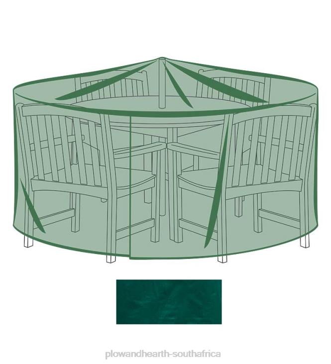 Yard & Garden Plow & Hearth Classic Outdoor Furniture All-Weather Cover for X-Large Round Table & Chairs - Green NFLB1067