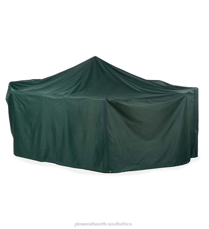 Yard & Garden Plow & Hearth Classic Outdoor Furniture Cover For Extra-Large Rectangle Table and Chairs - Green NFLB1074
