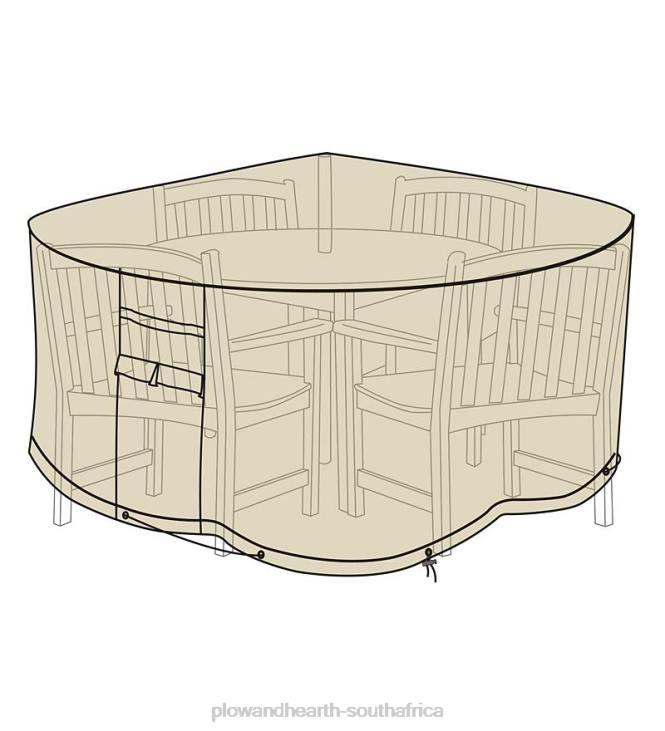 Yard & Garden Plow & Hearth Deluxe Extra Large Round Table and Chairs Cover - Tan NFLB1050