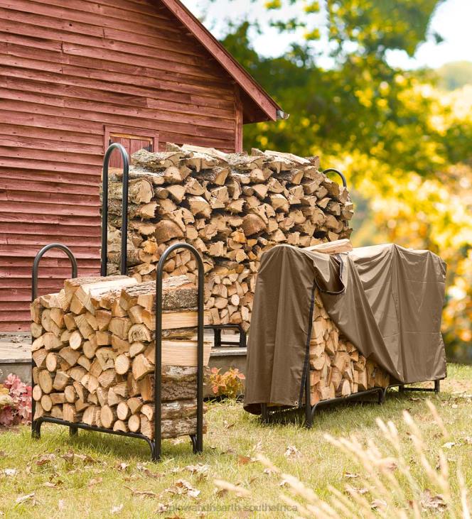 Yard & Garden Plow & Hearth Heavy-Duty Steel Log Racks and Vinyl Covers NFLB1004