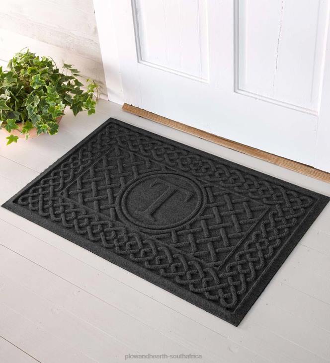 Yard & Garden Plow & Hearth Waterhog Cable Weave Doormat with Single Initial, 2' x 3' - Navy NFLB1008