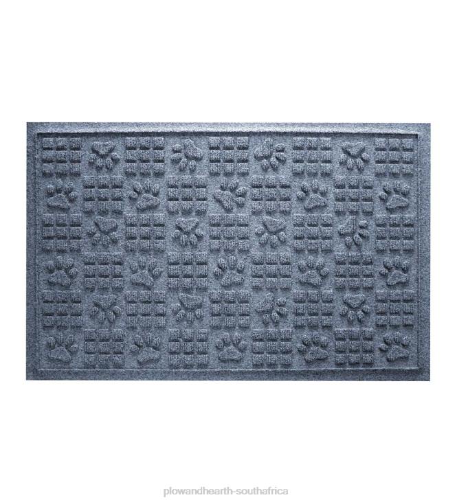 Yard & Garden Plow & Hearth Waterhog Indoor/Outdoor Paws and Squares Doormat, 2' x 3' - Charcoal NFLB1025