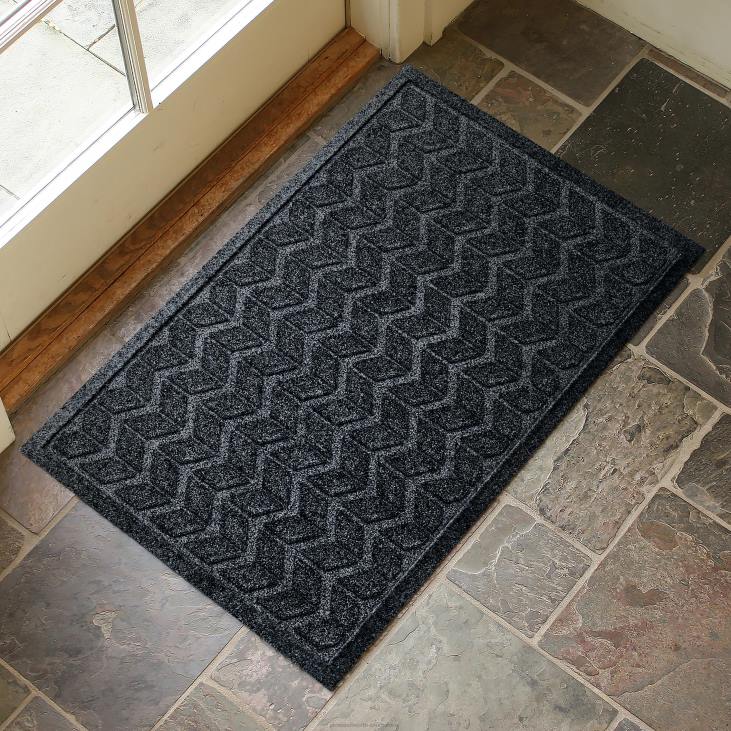 Yard & Garden Plow & Hearth Waterhog Machine Washable Chevron Doormat - Granite NFLB1071