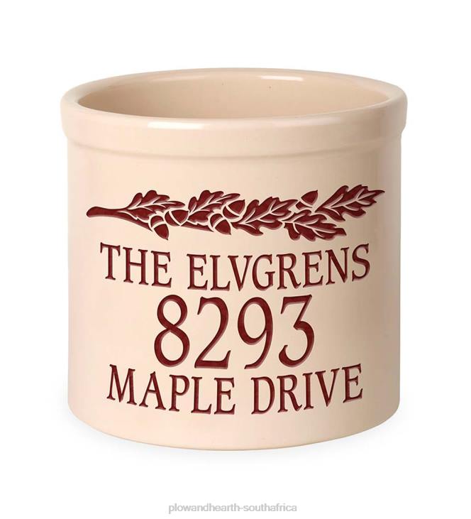 Yard & Garden Plow & Hearth Acorn Personalized Address Crock With Name And House Number - Red NFLB710
