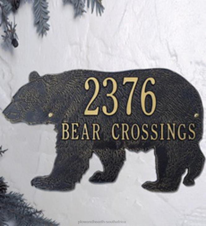 Yard & Garden Plow & Hearth American-Made Bear Silhouette Address Plaque In Cast Aluminum - Black NFLB707