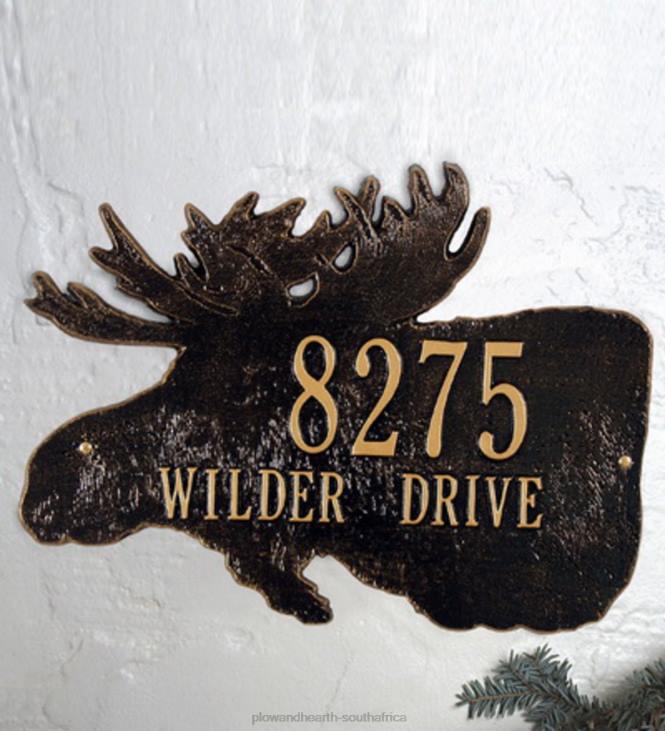 Yard & Garden Plow & Hearth American-Made Moose Silhouette Address Plaque In Cast Aluminum - Black NFLB726