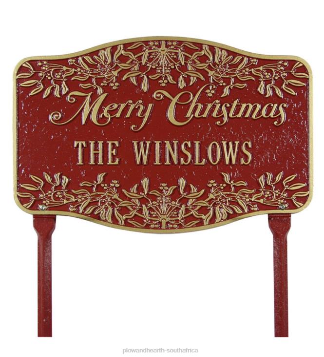 Yard & Garden Plow & Hearth American-Made Personalized Merry Christmas Yard Sign In Cast Aluminum - Green NFLB711