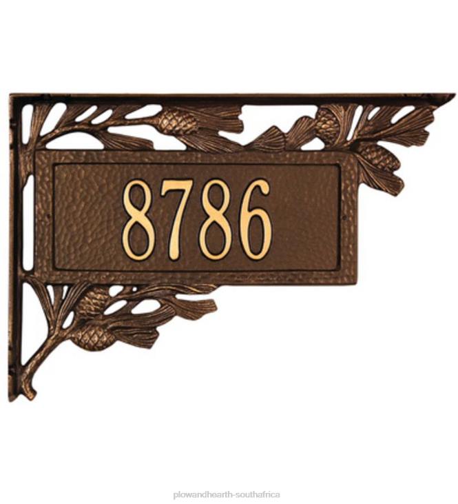 Yard & Garden Plow & Hearth American-Made Personalized Pine Cone 2-Sided Mailbox Address Marker In Cast Aluminum - Black NFLB724