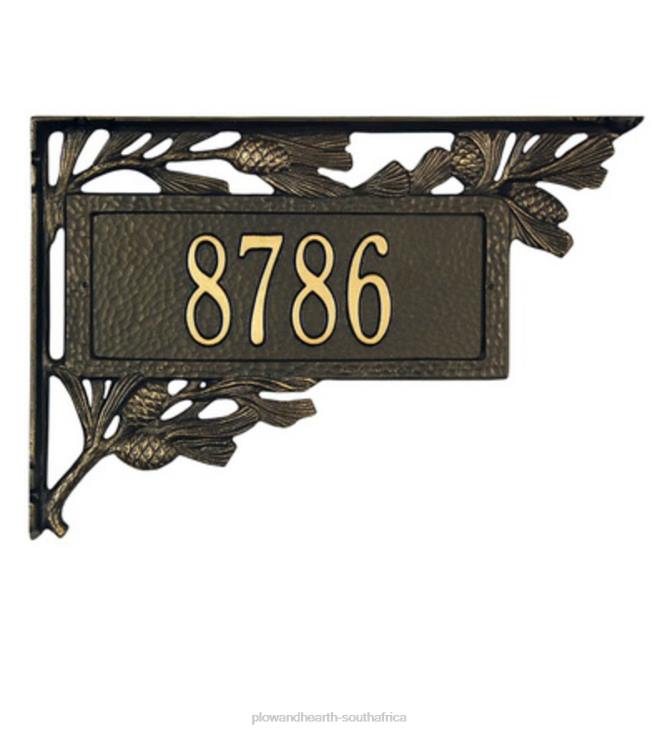 Yard & Garden Plow & Hearth American-Made Personalized Pine Cone 2-Sided Mailbox Address Marker In Cast Aluminum - Black NFLB724