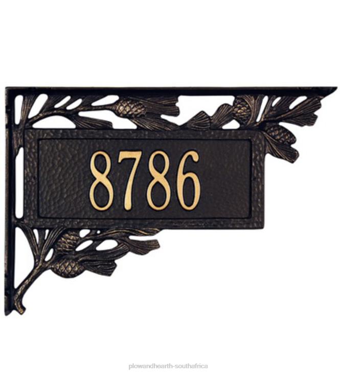 Yard & Garden Plow & Hearth American-Made Personalized Pine Cone 2-Sided Mailbox Address Marker In Cast Aluminum - Black NFLB724