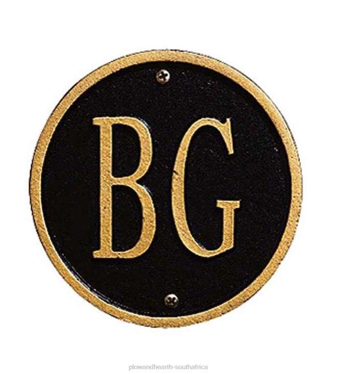 Yard & Garden Plow & Hearth Cast Aluminum Monogram Welcome Plaque With Monogram - Black NFLB715