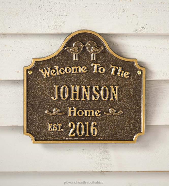 Yard & Garden Plow & Hearth Cast Aluminum Personalized Love Birds House Plaque - Antique Bronze NFLB704
