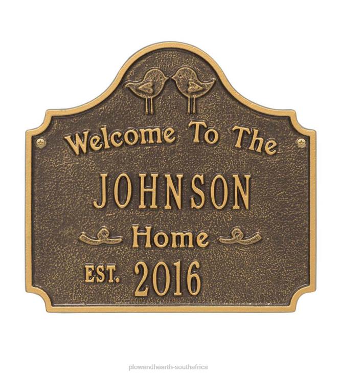 Yard & Garden Plow & Hearth Cast Aluminum Personalized Love Birds House Plaque - Antique Bronze NFLB704