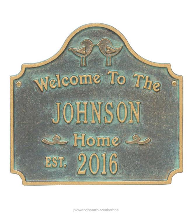 Yard & Garden Plow & Hearth Cast Aluminum Personalized Love Birds House Plaque - Antique Bronze NFLB704