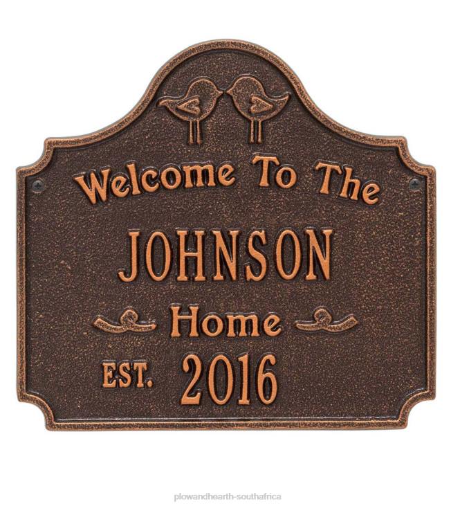 Yard & Garden Plow & Hearth Cast Aluminum Personalized Love Birds House Plaque - Antique Bronze NFLB704