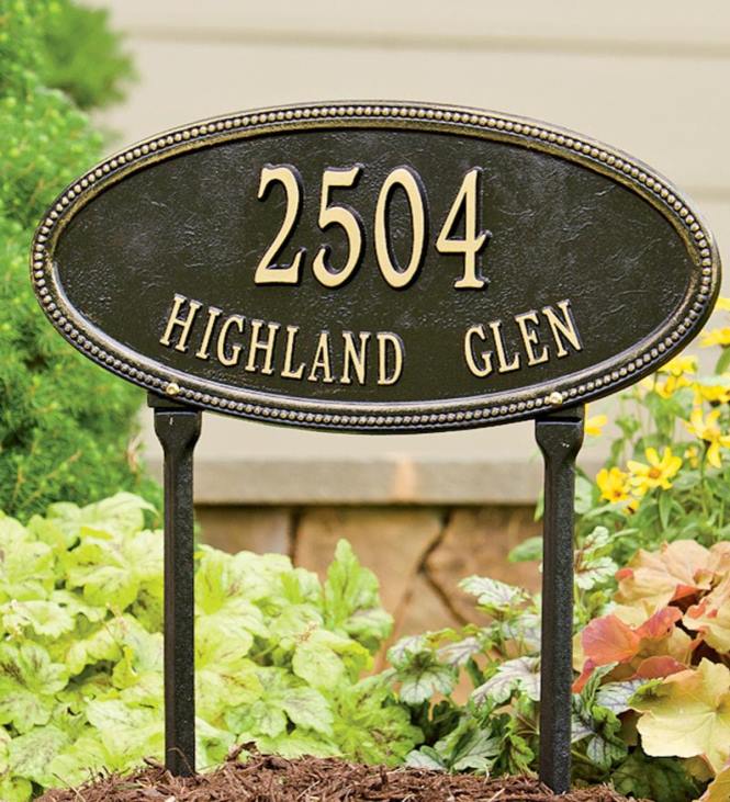 Yard & Garden Plow & Hearth USA-Made Cast Aluminum Personalized Address Plaques NFLB705