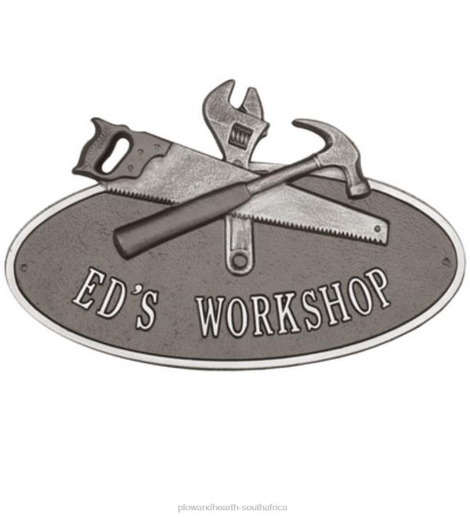 Yard & Garden Plow & Hearth Workshop Oval Personalized Plaque - Black NFLB725