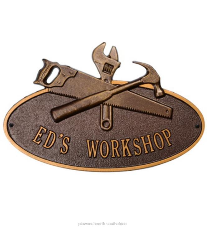 Yard & Garden Plow & Hearth Workshop Oval Personalized Plaque - Black NFLB725