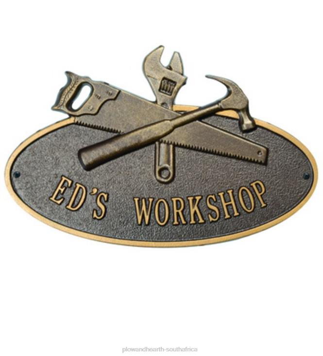 Yard & Garden Plow & Hearth Workshop Oval Personalized Plaque - Black NFLB725