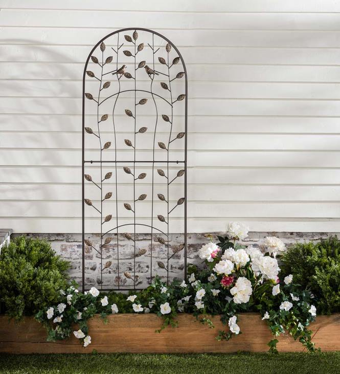Yard & Garden Plow & Hearth Birds and Leaves Arched Metal Garden Trellis NFLB658