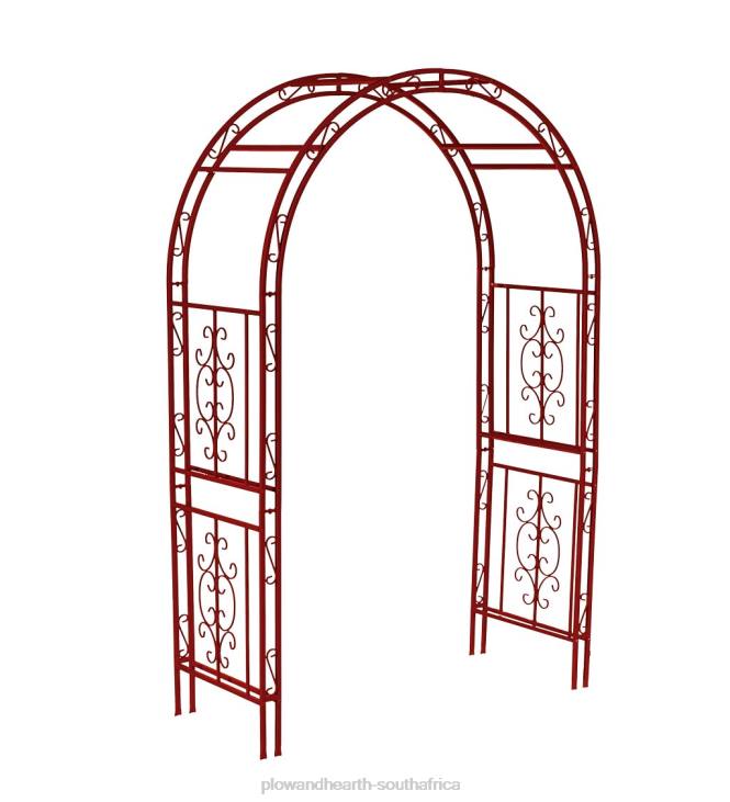 Yard & Garden Plow & Hearth Colored Montebello Scrollwork Metal Garden Arbor - Coastal Blue NFLB660