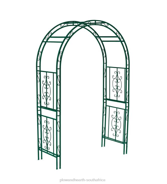 Yard & Garden Plow & Hearth Colored Montebello Scrollwork Metal Garden Arbor - Coastal Blue NFLB660