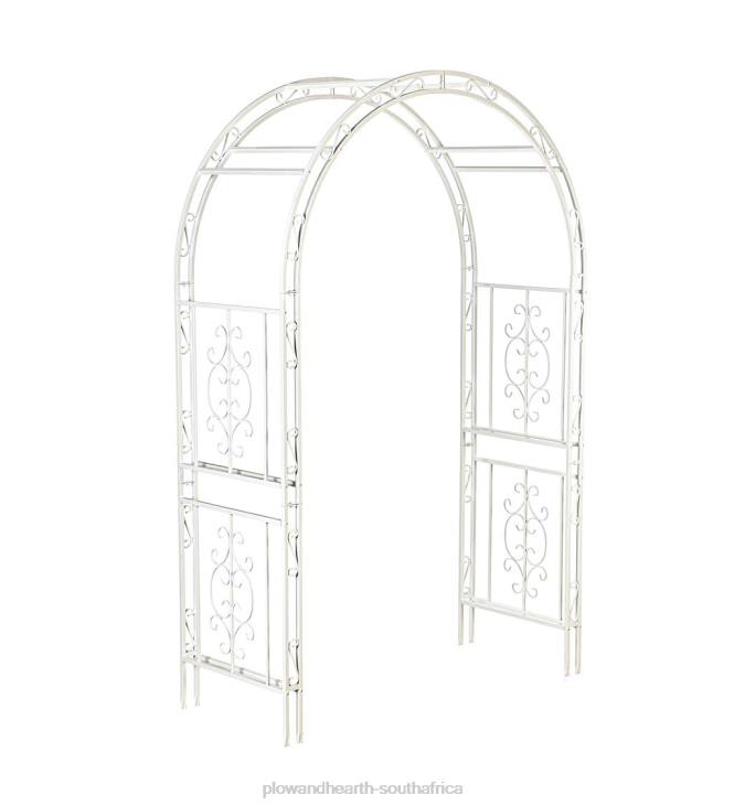 Yard & Garden Plow & Hearth Colored Montebello Scrollwork Metal Garden Arbor - Coastal Blue NFLB660