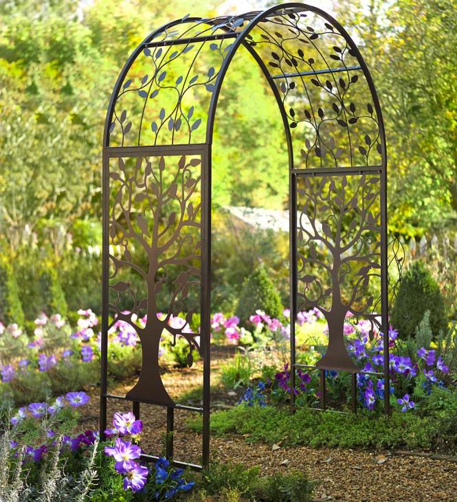 Yard & Garden Plow & Hearth Metal Arched Garden Arbor with Tree of Life Design NFLB652