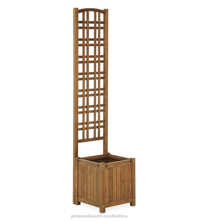 Yard & Garden Plow & Hearth Outdoor Eucalyptus Configurable Privacy Screen Trellises, Planter/Seat and Bench NFLB655