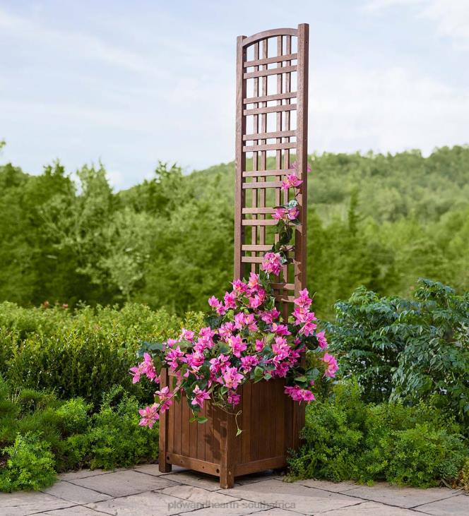 Yard & Garden Plow & Hearth Outdoor Eucalyptus Configurable Privacy Screen Trellises, Planter/Seat and Bench NFLB655